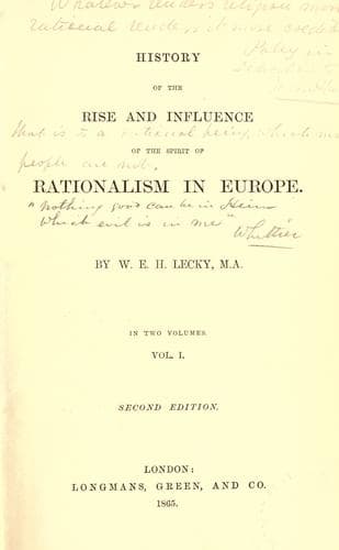 History of the rise and influence of the spirit of rationalism in Europe