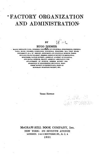 Factory organization and administration