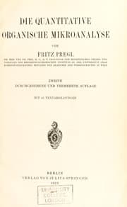 Die quantitative organische Mikroanalyse